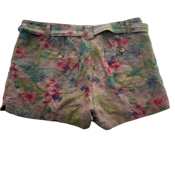 Sanctuary Anthropologie Women’s Linen Blend Floral Utility Shorts Army Green - Picture 3 of 5
